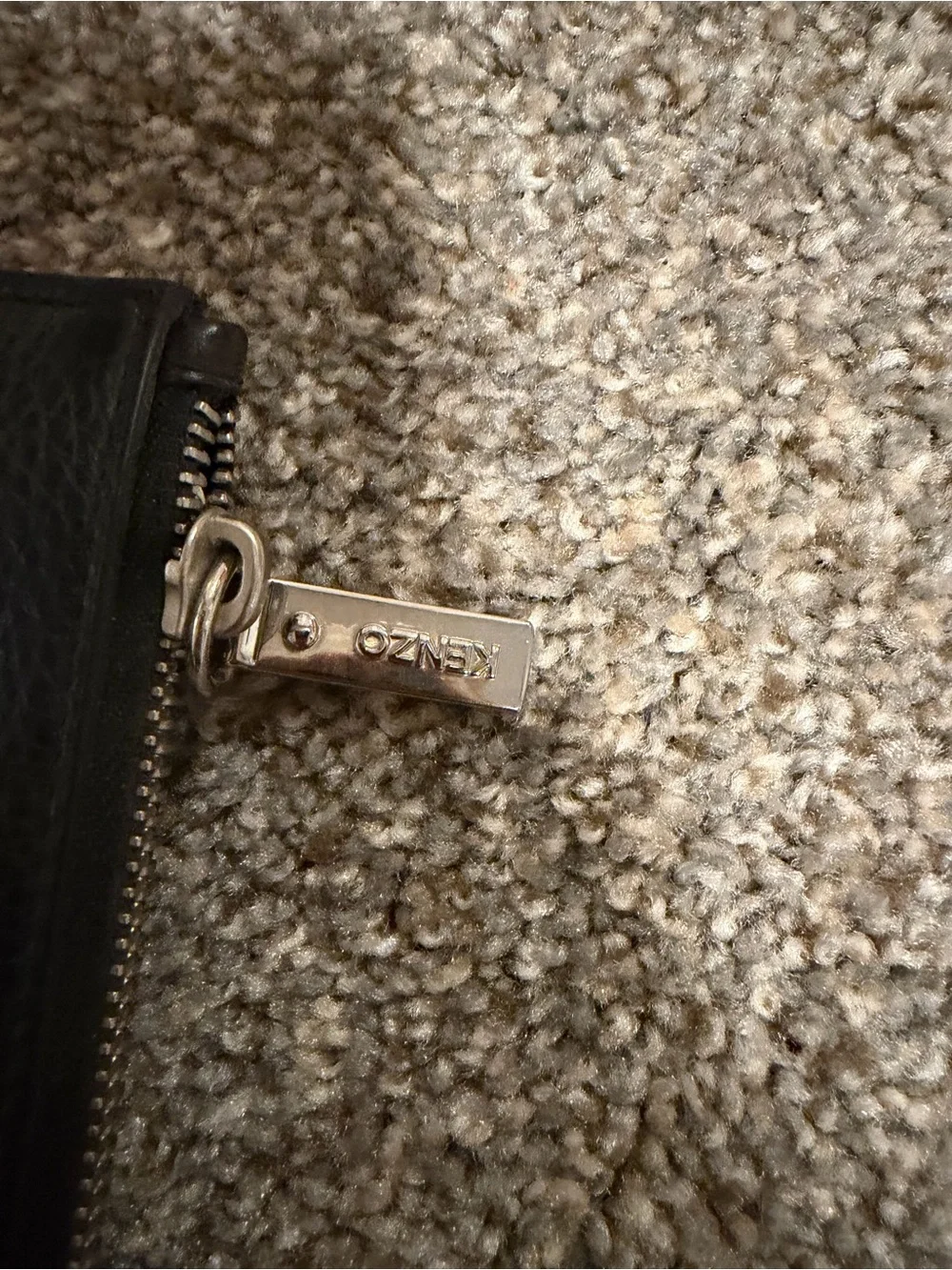 Kenzo Black pebbled leather zip clutch unisex retails $400